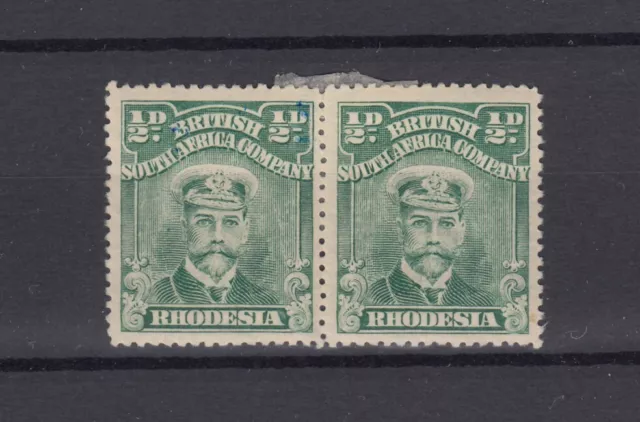 BSAC Rhodesia KGV 1913 1/2d Admiral Pair Green SG203 MH BP2888
