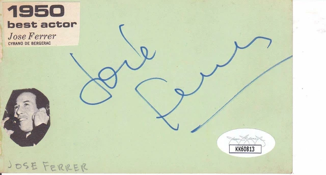 JOSE FERRER d 1992 Signed 3X5  Index Card Actor/The Shrike JSA KK60813