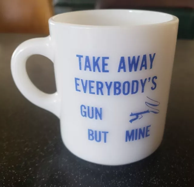 Rare Vintage Milk Glass Coffee Cup Mug Gun Owner Nra National Rifle Association