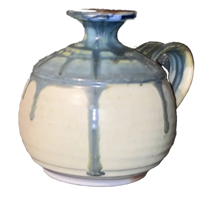 Studio Art Pottery Vase in Glazed and Unglazed Earth Tones. Vintage