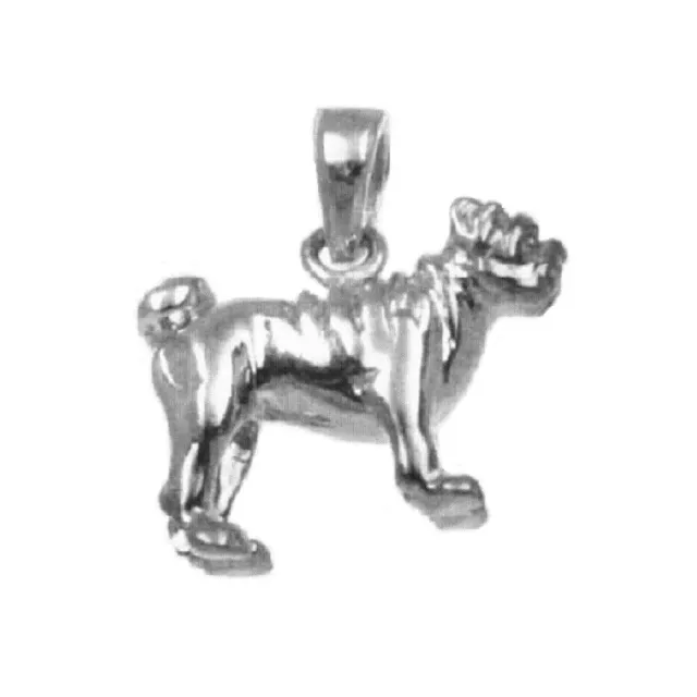 Sterlingsilber Mops Hund 3D Massiv Anhänger /Charm ,Made USA,Italienische Kiste