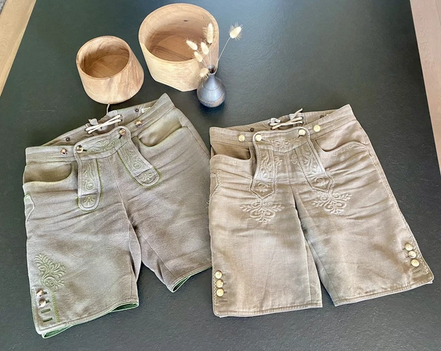 GÖSSL LEINENE LEDERHOSE GR.50/52 Beige Trachtenhose Hanf Leinen Luxus