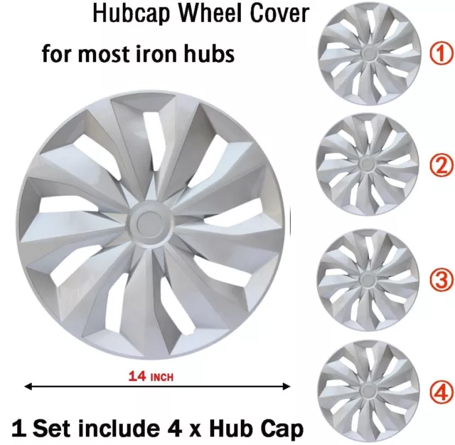 for Mitsubishi Eclipse 14" Hub Caps,4PC Full Set Wheel Covers fit Plastic Rims