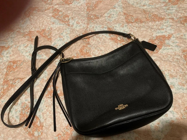 COACH Polished Pebble Leather Women's Crossbody- Black