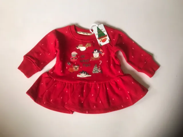 Next Baby Girls Red Christmas Frill Hem Sweatshirt *BNWT*