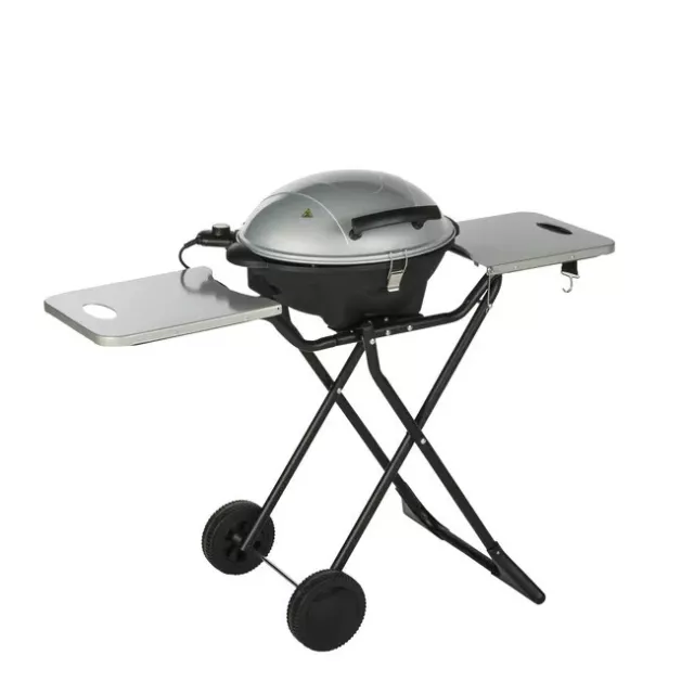 Barbecue électrique 2300w, noir / marron avec grill et plancha