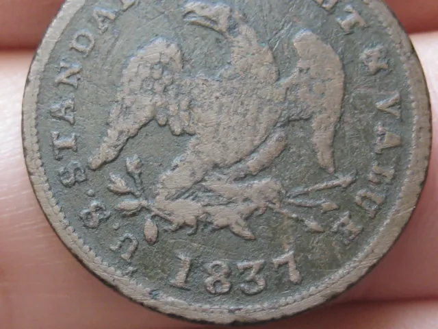 1837 Half Cent  Hard Times Token- VG Details- Very Rare