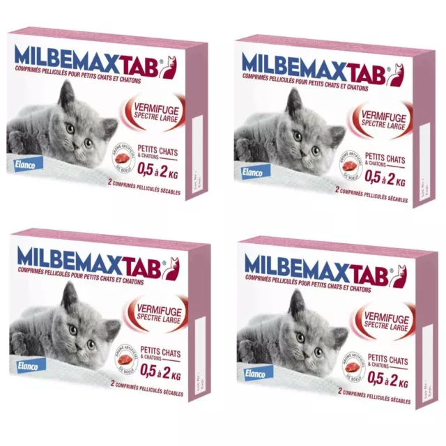 Lot De 4 Boites Vermifuge Pour Petits Chats & Chatons : Poids Entre 0.5 Et 2Kg