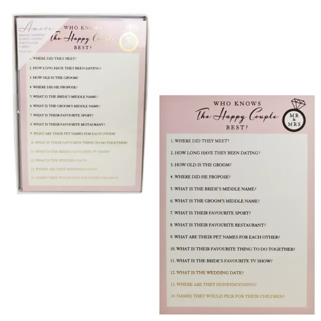 Mariage Douche - Amore Paquet De 8 Jeu Cartes - 'Who Sait The Happy Couple'