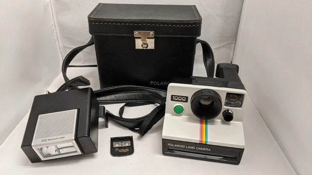 Polaroid 1000 land camera et flash polatronic polaroid avec adaptateur