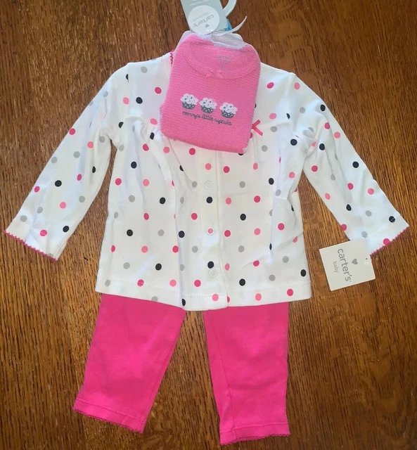 NWT New Carters Infant Girl Outfit Layette Set Pants 3 Pc Infant Baby 6 Month