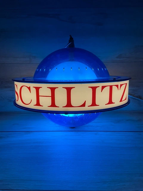 Vintage 1961 Schlitz Beer Lighted Blue Sign Saturn Satellite Globe Light Works🔥