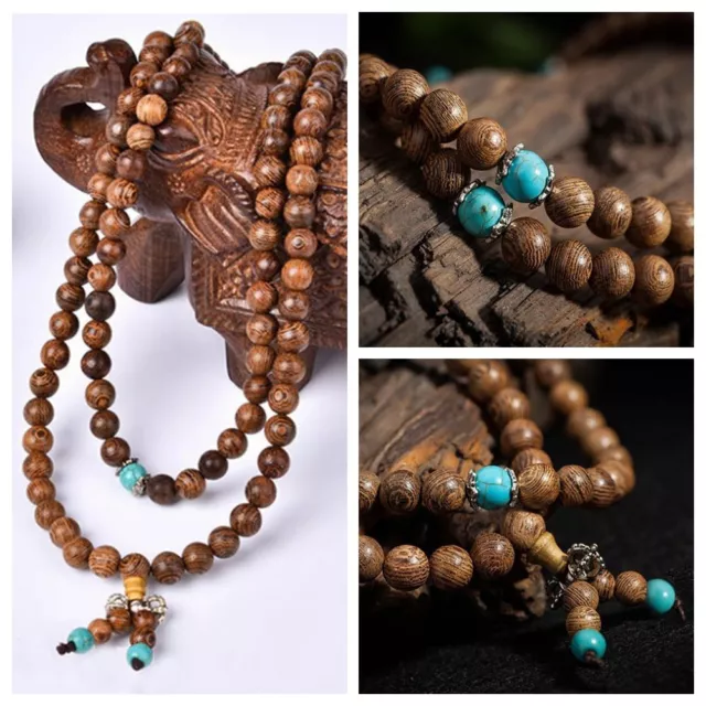 Tibetan Sandalwood Buddhist Buddha 108 Prayer Beads Mala Bracelet Necklace Gift