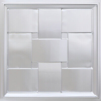 3D Tin Look D1300 Silver PVC Drop In Ceiling Tiles 2x2 Lot of 25 Pcs