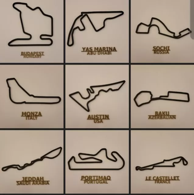 Formula 1 F1 Grand Prix GP Race Tracks - 3D Wall Art with 2022 season Monaco Spa