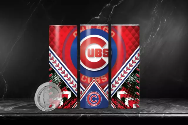 20oz Chicago Cubs Style Insulated Tumbler with box, lid and straw