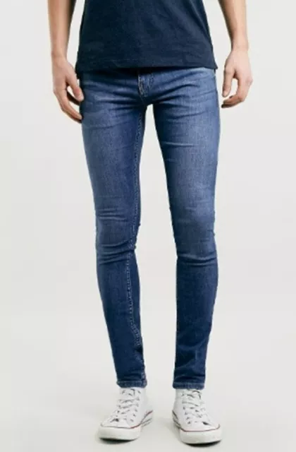 Mens Topman Super Spray On Jeans Skinny Blue W30 L32 x 2 pairs