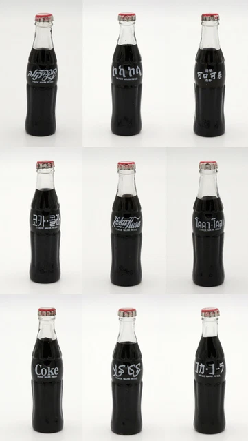 Miniatures bouteilles COCA COLA international en verre 8 cm, plusiers modèles