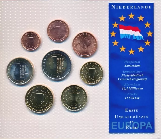 Niederlande 2004 Euro-Satz 1 Cent - 2 € komplett unz.-bankfrisch im Blister