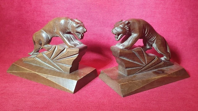 Serre livres avec des sculptures de chevaux - Bois