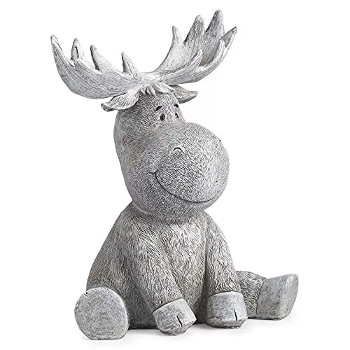Pudgy Pals Smiling Moose Garden Statue 9.5 Inch