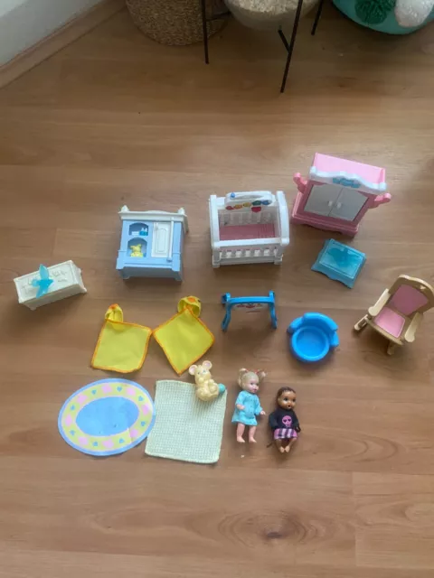 Bundle Of Barbie Baby Krissy Doll & Fisher Price Nursery Furniture