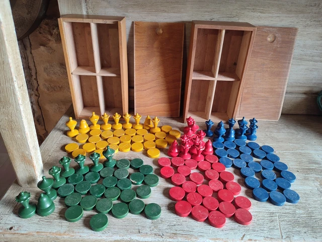 Mallette De Jeux De Société Ancienne XIXe - Bois, Carton, Papier - Plus De 10 Jeux