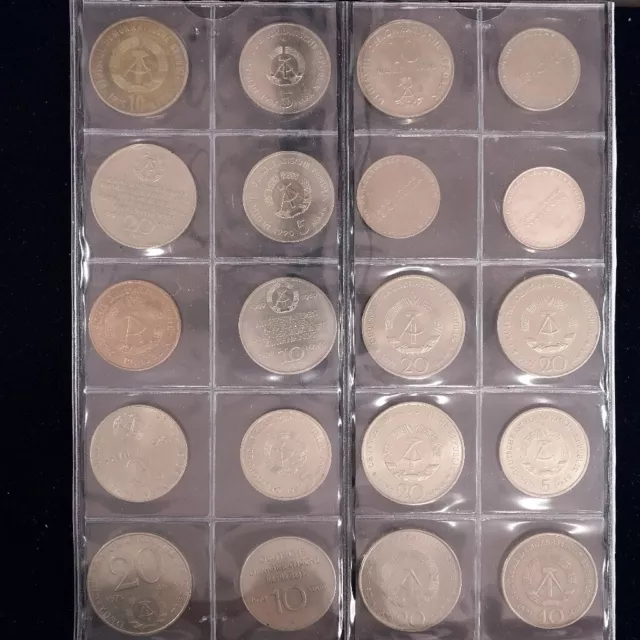 Lot DDR: 17 Münzen von 1 Pfennig - 20 Mark + 3 Medaillen + KMS 1981 PP 2