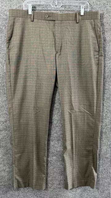 Saks Fifth Avenue Mens Pants Size 38x30 Brown Wool Blend Flat Front Mid Rise