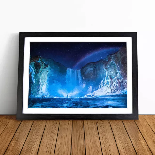 Skogafoss Waterfall In Iceland In Abstract Wall Art Print Framed Canvas Picture