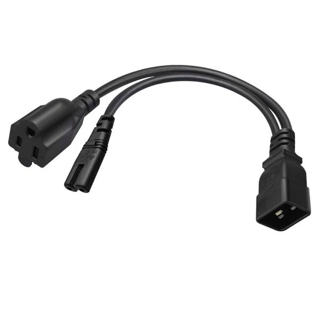 C20 to C7 Y Splitter Power Plug Cord Converter Single IEC 320 C20 Male to C7