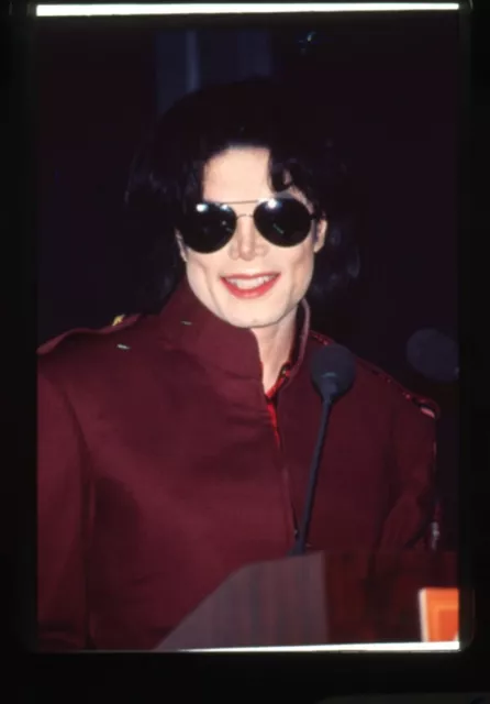 Michael Jackson Red Lips Military Jacket Candid Pose Original 35mm Transparency