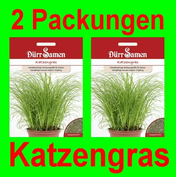 (81,5€/1kg) 2 XL Packungen Katzengras Vitamine Samen Saatgut Minze Hauskatze Set