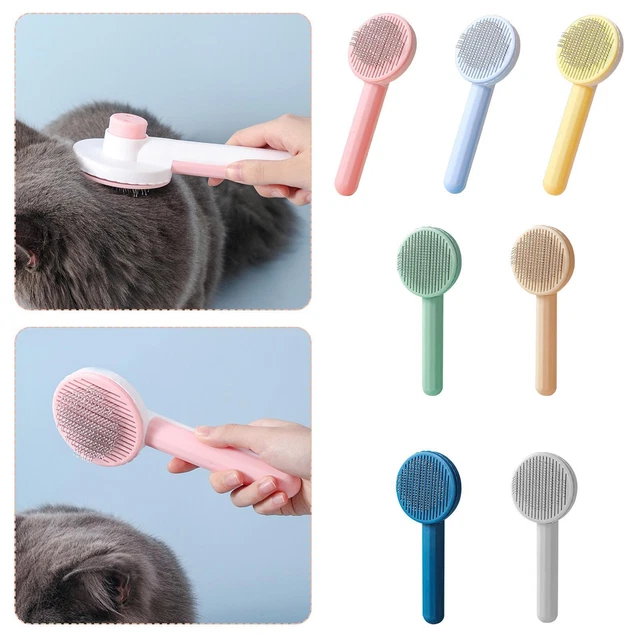 1x Pet Dog Cat Brush Grooming Self-Cleaning Slicker Massage Comb Brush Hair I1C7
