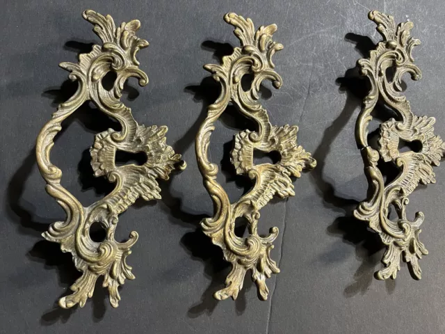 Very Ornate Brass Drawer Pulls Vintage