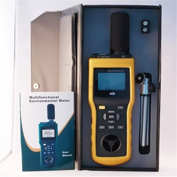 Temperature+Humidity+Light/Lux+Air Flow/Anemometer+Sound Level Meter Tester 5 mm