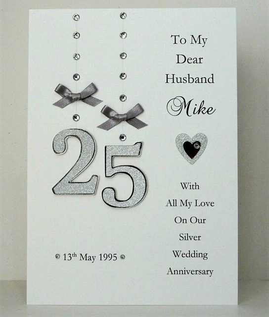 25TH SILVER WEDDING Anniversary Card Wife/Husband/Couples Handmade ...