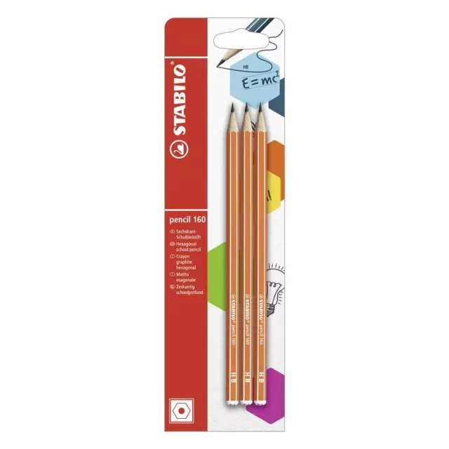Bleistift STABILO pencil 160 Orange Härte HB 3 Stück Bleistifte Set Zeichenstift