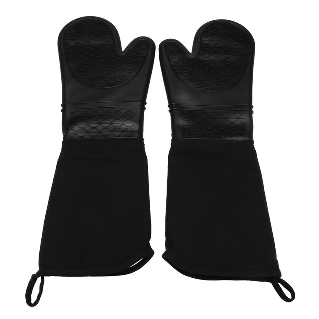 Guantes de horno de silicona extra largos de alta resistencia horno de grado comercial guantes calor B6E2