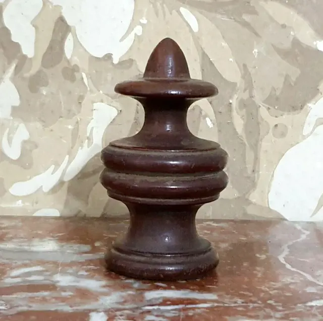 Finial small post wood carving topper 2"7 - Antique french architectural salvage