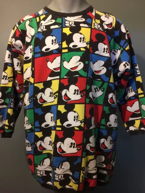 SWEAT-SHIRT VINTAGE ANNÉES 80 Disney Mickey Co T-shirt pull homme M All  Over Print LS EUR 74,75 - PicClick FR