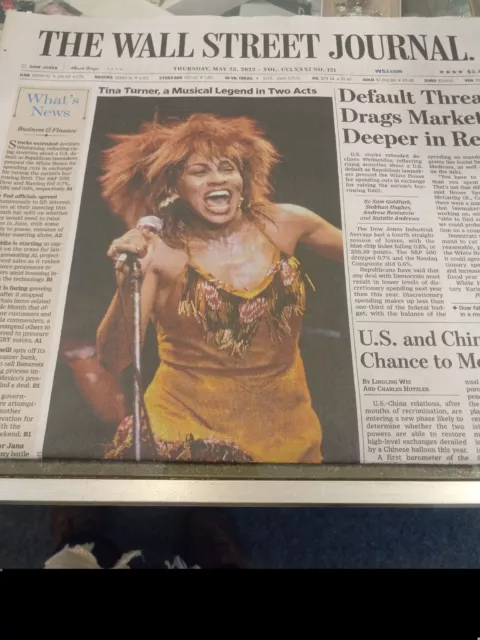 The Wallstreet Journal Thursday May 25 2023. Tina Turner, A Musical Iegend In...