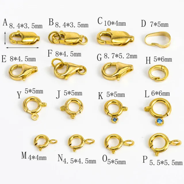 Real Pure 18k Yellow Gold Clasp Hooks Bracelet Necklace Connector Lobster Circle