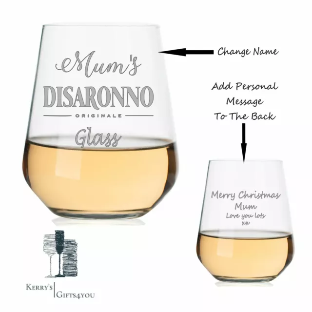 Engraved Disaronno Amaretto Glass Tumbler Gift Birthday/Mum/Grandma/Christmas