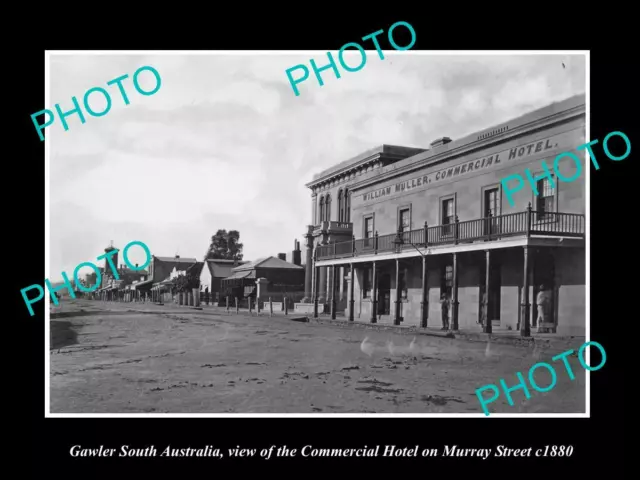 OLD POSTCARD SIZE PHOTO GAWLER SOUTH AUSTRALIA THE COMMERICAL HOTEL c1880