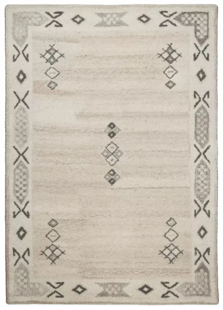 Teppich Royal Berber, Muster, handgeknüpft, Schurwolle, weich, strapazierfähig