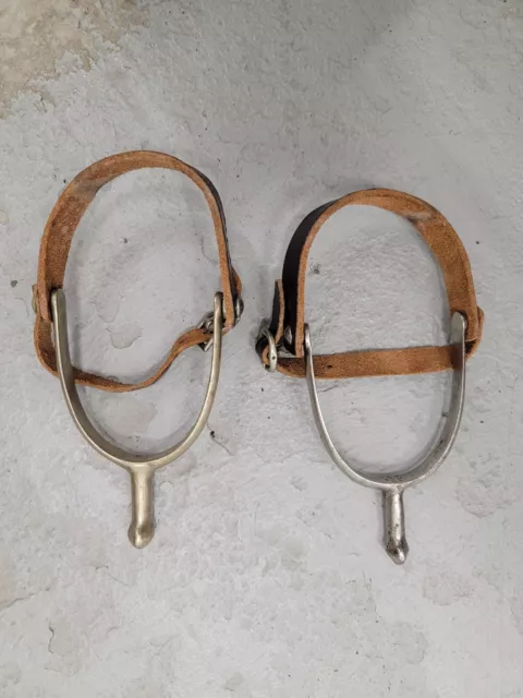 Brown English Rowel Spurs With Spur Straps Hand Made By Cobbler