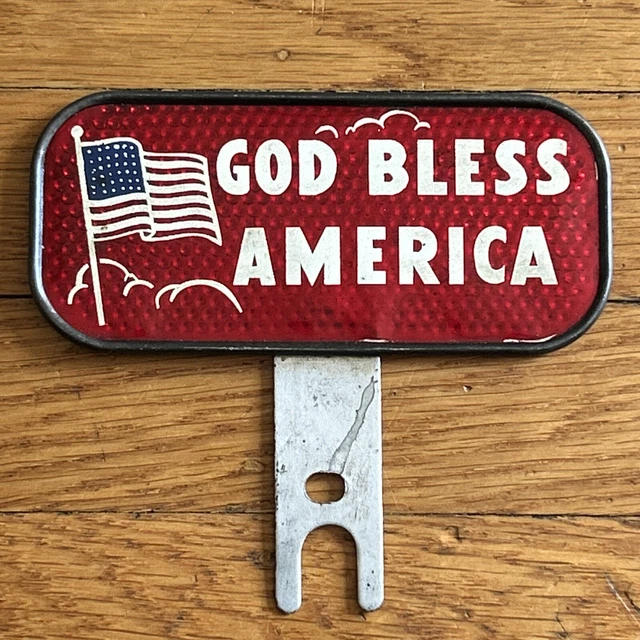 God Bless America 1930s Snow Craggs Reflective License Plate Topper Rat Rod God Bless America 1930s Snow Craggs Reflective License Plate Topper Rat Rod