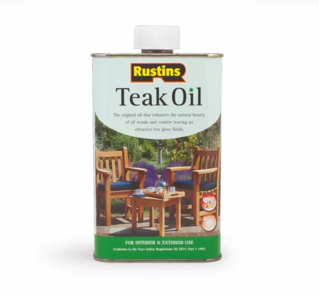 Rustins Teak Oil, enhances all woods, interior/exterior, gloss finish 250/500ml