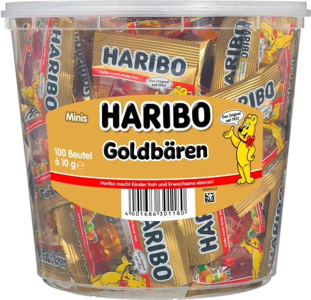 Haribo Goldbären Gummibärchen Weingummi Fruchtgummi 100 Minibeutel